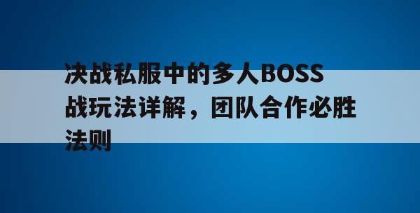 决战私服中的多人BOSS战玩法详解，团队合作必胜法则